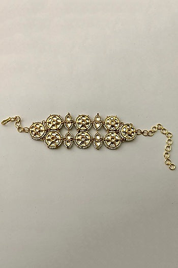 Gold Finish Kundan Polki Bracelet