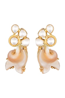 Gold Finish Kundan Crystals & Pearl Earrings