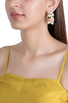 Gold Finish Kundan Crystals & Pearl Earrings