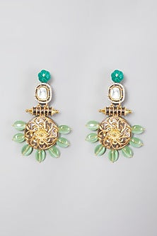 Two Tone Finish Kundan Polki Earrings