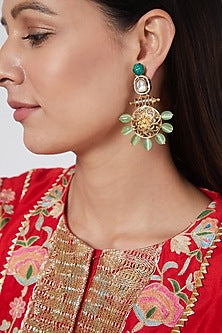 Two Tone Finish Kundan Polki Earrings
