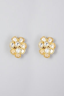 Gold Finish Kundan Polki Earrings