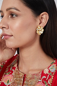 Gold Finish Kundan Polki Earrings