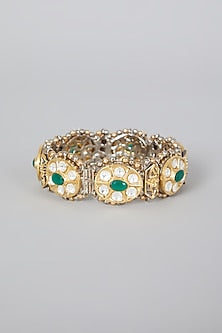 Two Tone Finish Green Stone Bangle