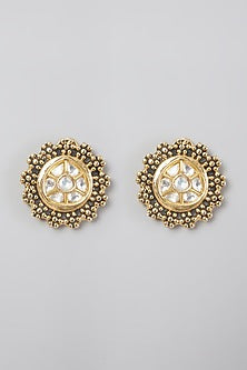 Two Tone Finish Kundan Polki Earrings