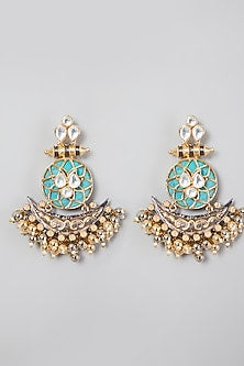 Two Tone Finish Kundan Polki Stud Earrings