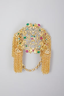Gold Finish Synthetic Stones Bracelet