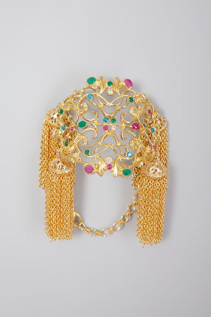Gold Finish Synthetic Stones Bracelet