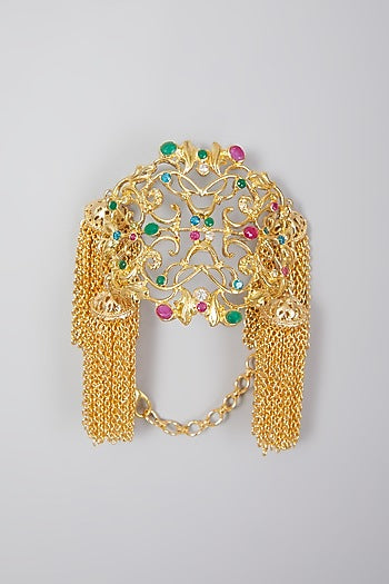 Gold Finish Synthetic Stones Bracelet
