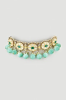 Two Tone Finish Green Onyx Choker Necklace