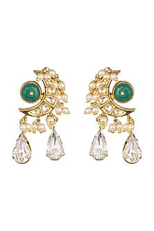 Gold Plated Green Onyx Earrings