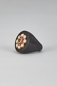 Gold Finish Kundan Polki Ring