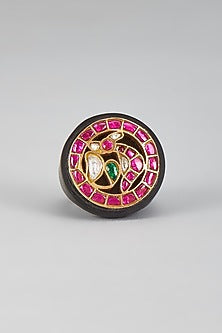 Gold Finish Kundan Polki Ring