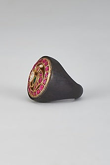 Gold Finish Kundan Polki Ring