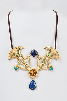 Gold Finish Multi-Colored Onyx Long Necklace