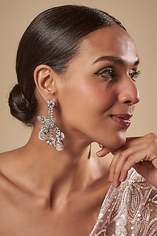 Black Rhodium Finish Baroque Pearl & Cubic Zirconium Dangler Earrings