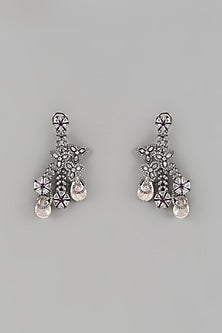 Black Rhodium Finish Baroque Pearl & Cubic Zirconium Dangler Earrings