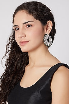 White Finish Onyx Beads Earrings
