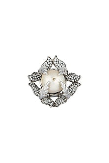 White Finish Baroque Pearl Ring