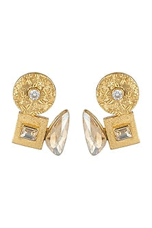 Gold Finish Champagne Swarovski Earrings