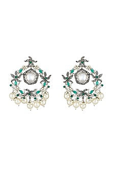 White Finish Kundan Crystal Earrings