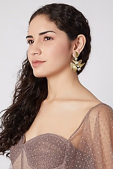 Gold Finish Swarovski & Zirconium Earrings