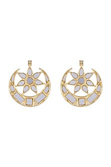 Gold Finish Half Moon Mirror Earrings
