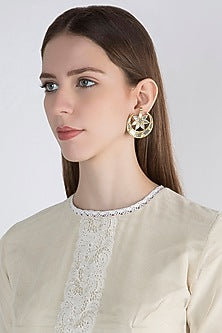 Gold Finish Half Moon Mirror Earrings