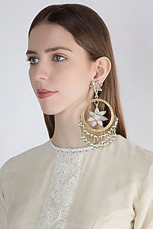 Gold Finish Oversized Fringe Bali Earrings