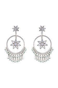 Antique Silver Finish Oversized Fringe Bali Earrings