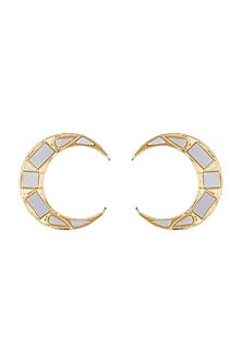 Gold Finish Moon Big Mirror Earrings