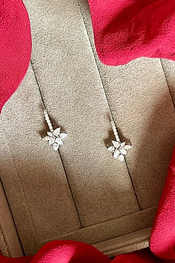 White Finish Stud Earrings In Sterling Silver
