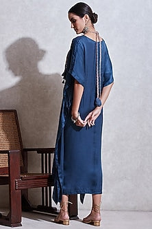 Blue Long Kaftan With Attached Necklace
