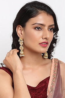 Gold Finish Kundan Polki Dangler Earrings