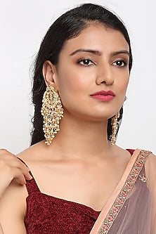 Gold Finish Kundan Polki Dangler Earrings