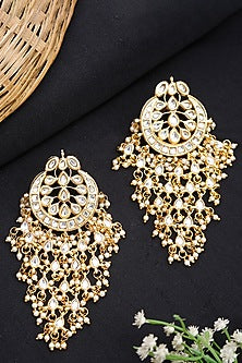 Gold Finish Kundan Polki Dangler Earrings