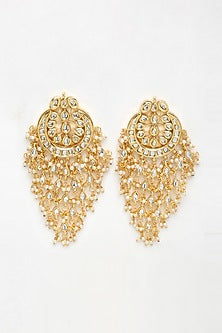 Gold Finish Kundan Polki Dangler Earrings