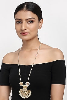 Gold Finish Kundan Polki Long Necklace