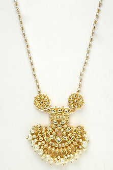 Gold Finish Kundan Polki Long Necklace