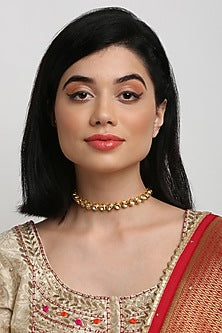Gold Finish Kundan Polki Choker Necklace