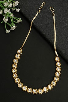 Gold Finish Kundan Polki Choker Necklace