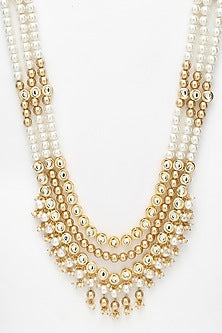Gold Finish Kundan Polki Long Necklace