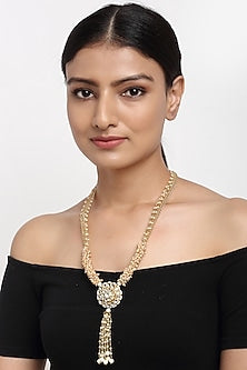 Gold Finish Kundan Polki Long Necklace
