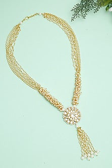 Gold Finish Kundan Polki Long Necklace