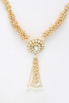 Gold Finish Kundan Polki Long Necklace