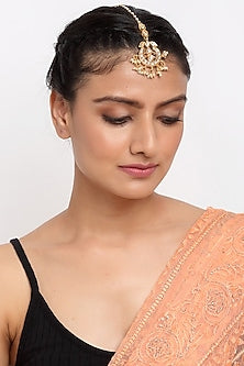 Gold Finish Kundan Polki Maang Tikka