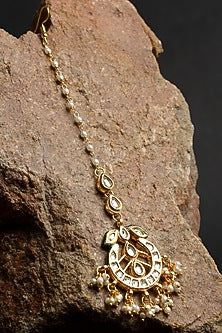 Gold Finish Kundan Polki Maang Tikka