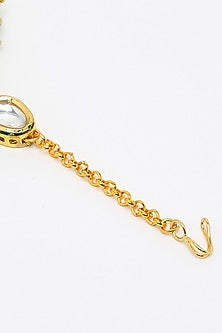 Gold Finish Kundan Polki & Pearl Maang Tikka