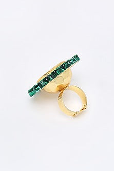 Gold Finish Kundan Polki Ring
