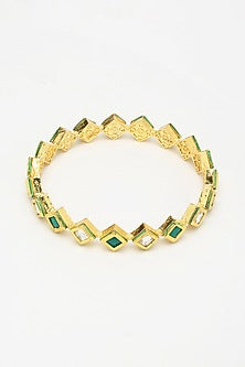 Gold Finish Kundan Polki Bangles (Set Of 2)